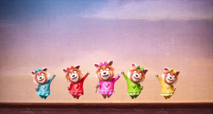 「SING／シング」より、5匹のレッサーパンダによるユニット“キューティーズ”。