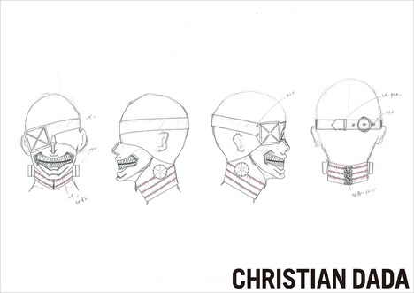 森川マサノリによるカネキのマスクのデザイン画。