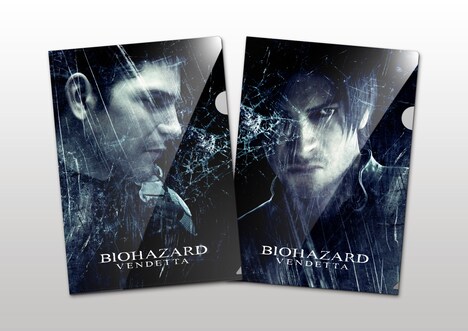 ムビチケカードペア券特典のA4版クリス＆レオンクリアファイルセット。