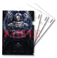 「虐殺器官」前売り券特典の設定資料入りクリアファイル。