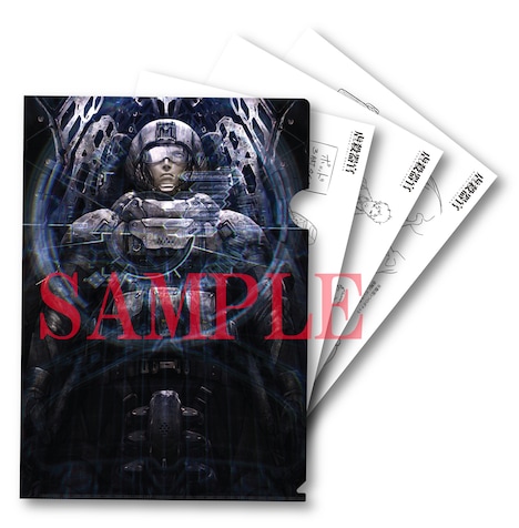 「虐殺器官」前売り券特典の設定資料入りクリアファイル。