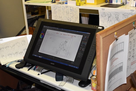 「ひるね姫 ～知らないワタシの物語～」の制作に使用しているタブレット。