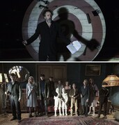 ティム・バートン（上）、「ミス・ペレグリンと奇妙なこどもたち」（下）。
