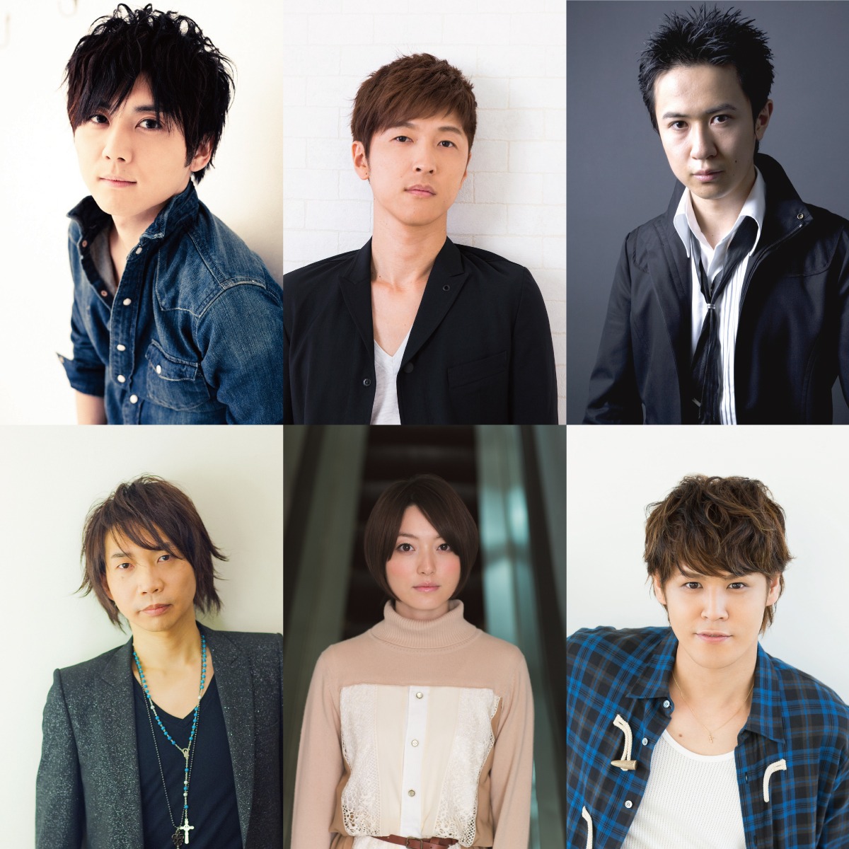 「GODZILLA」キャスト。左上から時計回りに梶裕貴、櫻井孝宏、杉田智和、宮野真守、花澤香菜、諏訪部順一。