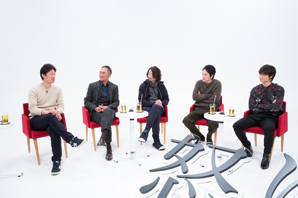 「怒り」ビジュアルコメンタリーより、左から李相日、渡辺謙、森山未來、松山ケンイチ、綾野剛。
