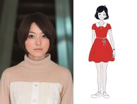 左から花澤香菜、“黒髪の乙女”のキャラクター画像。