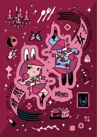 「暗黒女子」前売り券特典のステッカー。