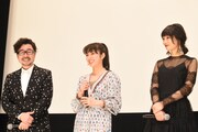 左から監督の兼重淳、平祐奈、忽那汐里。