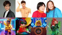 上段左から山寺宏一、小島よしお、おかずクラブ（左・オカリナ、右・ゆいP）、下段左からバットマン、ロビン、女市長、ポイズン・アイビー。