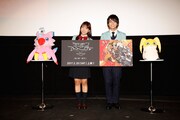 「デジモンアドベンチャー tri. 第4章『喪失』」プレミア先行上映会に登壇した三森すずこ（左）と榎木淳弥（右）。
