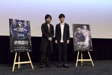 「虐殺器官」舞台挨拶登壇した中村悠一（左）と櫻井孝宏（右）。