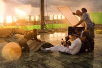 「トランスフォーマー／最後の騎士王」撮影現場の様子。