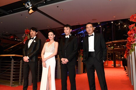第67回ベルリン国際映画祭にて、左から青柳翔、イレブン・ヤオ、チャン・チェン、SABU。