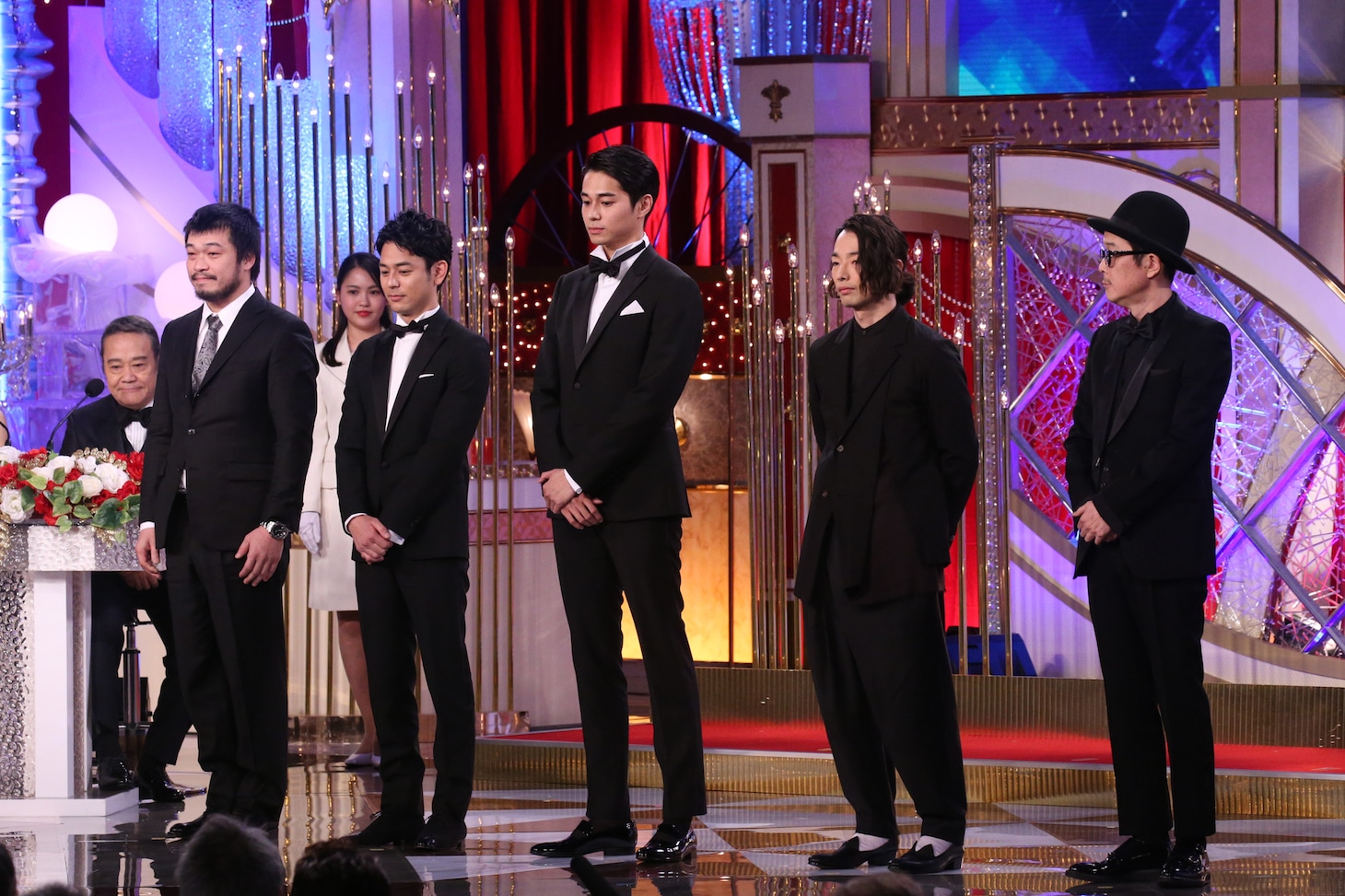 左から竹原ピストル、妻夫木聡、東出昌大、森山未來、リリー・フランキー。