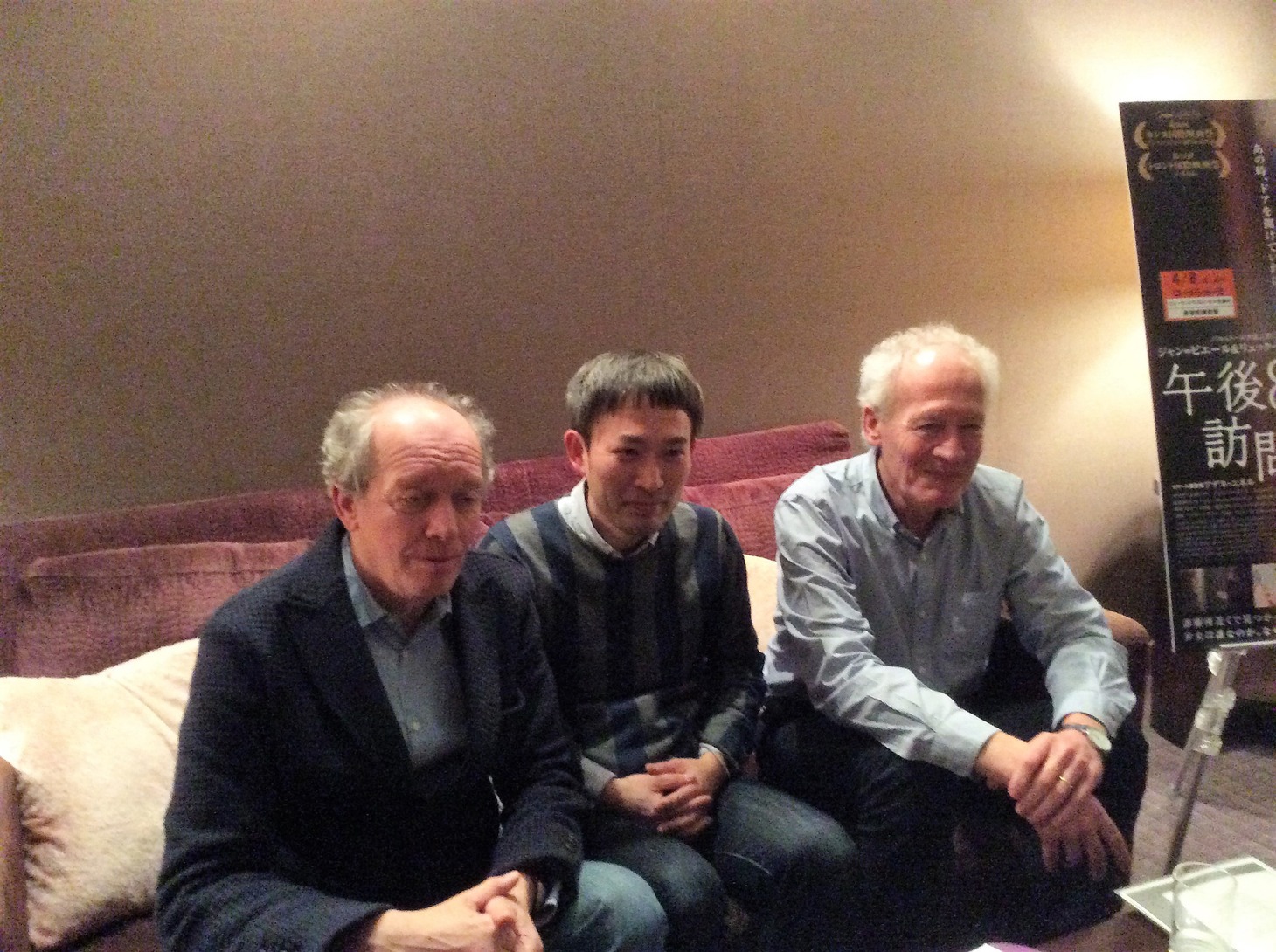 左からリュック・ダルデンヌ、小野正嗣、ジャン＝ピエール・ダルデンヌ。