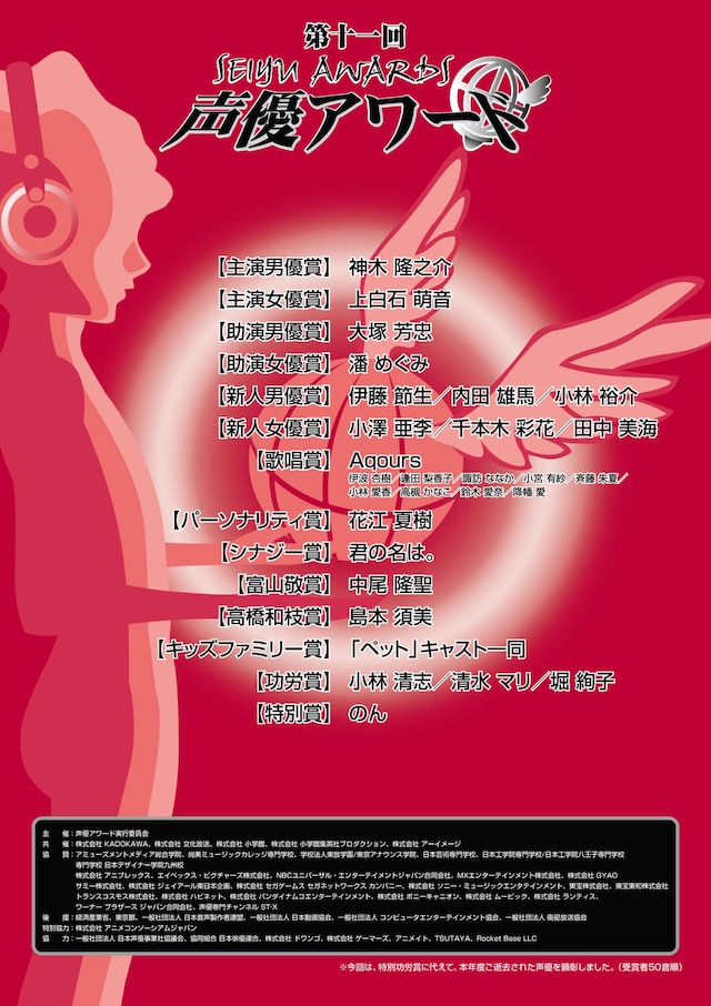 「第11回声優アワード」受賞者一覧ポスタービジュアル (c)Seiyu Awards