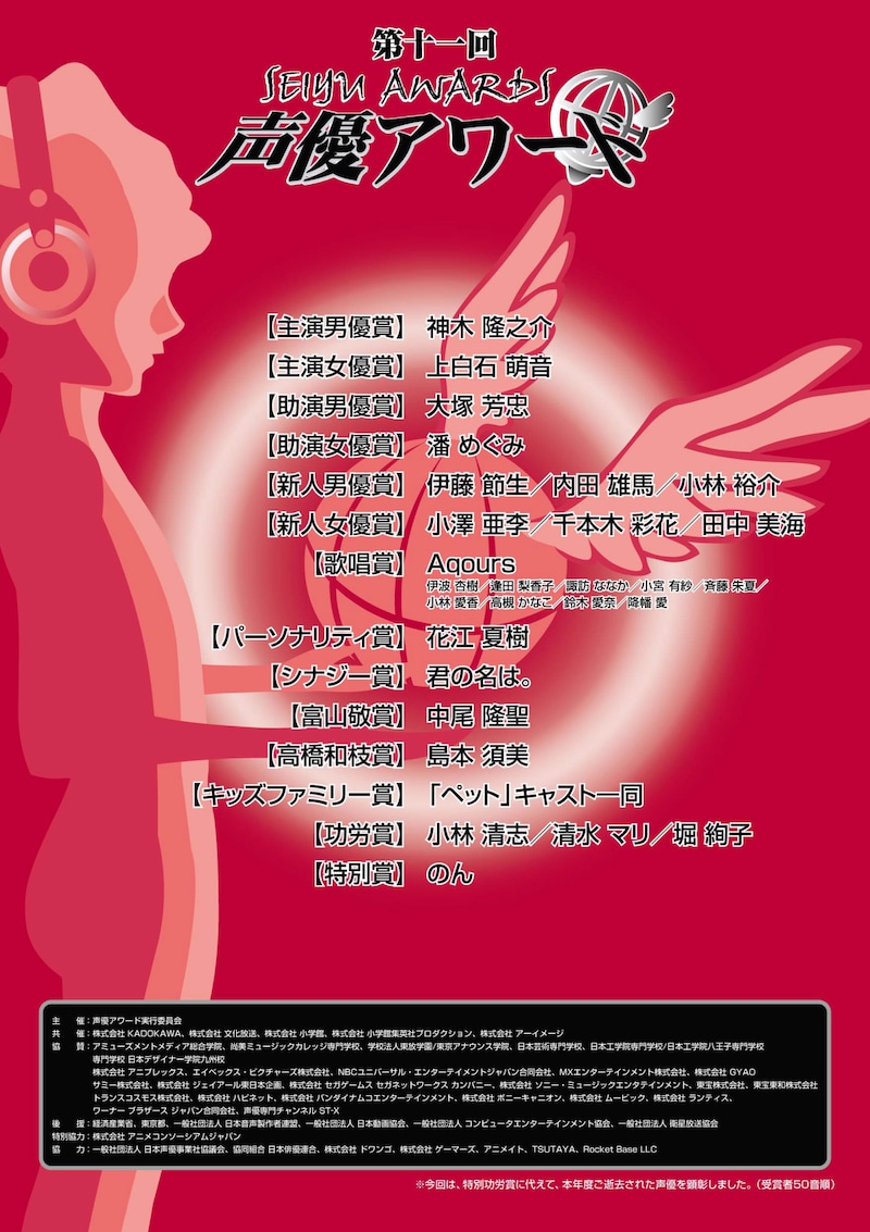 「第11回声優アワード」受賞者一覧ポスタービジュアル (c)Seiyu Awards