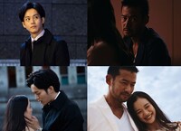 上段左から水島真役の松坂桃李、黒崎俊一役の竹野内豊。下段左から十和子役の蒼井優と松坂、蒼井と竹野内。