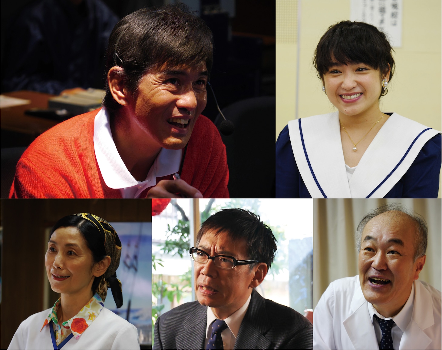 「Jimmy ～アホみたいなホンマの話～」キャスト陣。左上から時計回りに佐藤浩市、池脇千鶴、温水洋一、生瀬勝久、手塚理美。