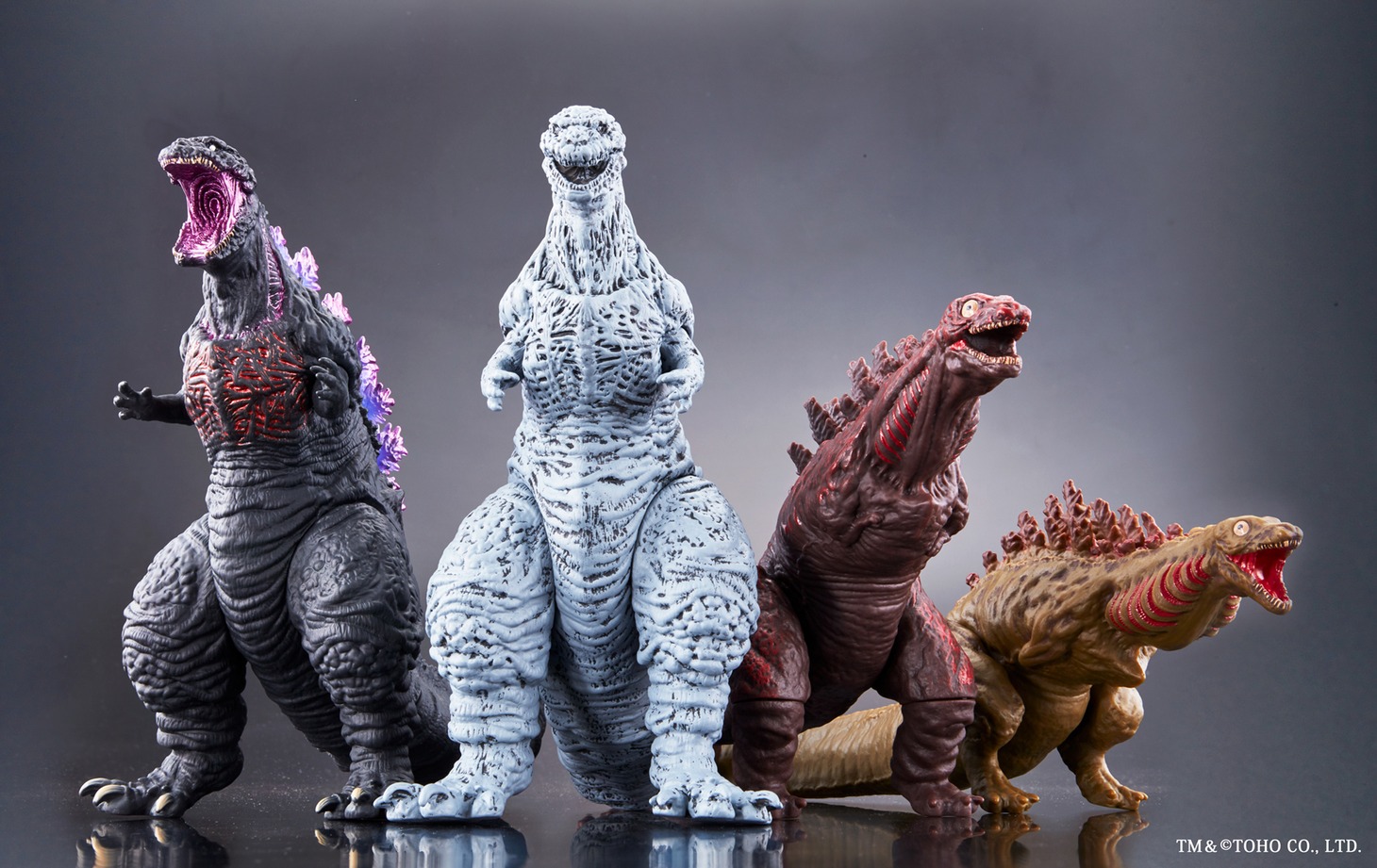 ムービーモンスターシリーズ ゴジラ2016 クライマックスver.と、ムービーモンスターシリーズ ゴジラ2016 形態変化3体セット。