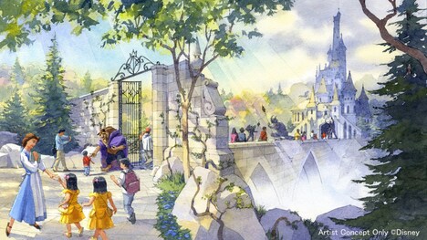 「美女と野獣エリア（仮称）」アトラクション外観のイメージ図。