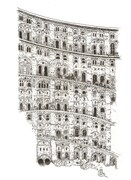 「INSIDE BABEL下絵（奥1）」大友克洋 2017年　インク、紙 (c)マッシュ・ルーム 大友克洋