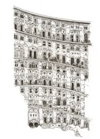 「INSIDE BABEL下絵（奥1）」大友克洋 2017年　インク、紙 (c)マッシュ・ルーム 大友克洋