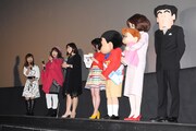 「映画クレヨンしんちゃん 襲来!! 宇宙人シリリ」初日舞台挨拶の様子。