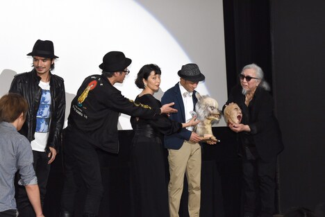 「いぬむこいり」初日舞台挨拶の様子。