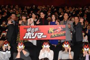 「破裏拳ポリマー」初日舞台挨拶の様子。