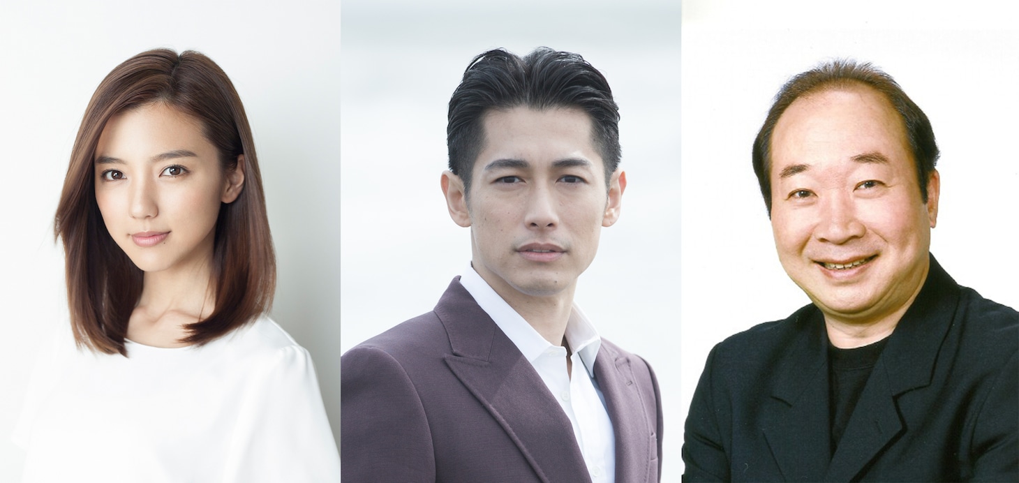 「坂道のアポロン」キャスト。左から真野恵里菜、ディーン・フジオカ、中村梅雀。