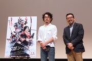 「忍びの国」トークショー付き試写会にて、左から和田竜、中村義洋。