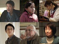 「ナミヤ雑貨店の奇蹟」キャスト。上段左上から時計回りに小林薫、鈴木梨央、山下リオ、吉行和子、PANTA、手塚とおる。