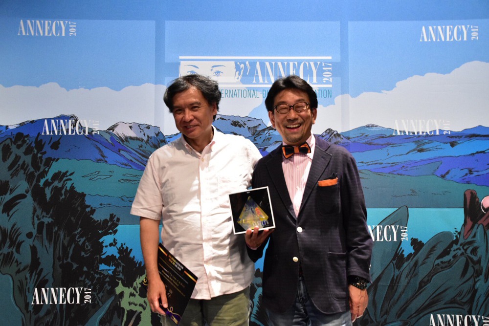 左から片渕須直、プロデューサーの真木太郎。