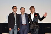 左から会田正裕、水谷豊、HIDEBOH。