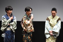 左から吉沢亮、柳楽優弥、中村勘九郎。