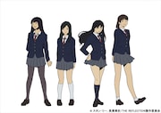 左からカナ、ヒロ、ウキ、サヤのキャラクター設定画。