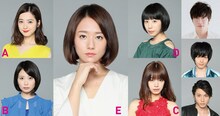 映画 / ドラマ「伊藤くん A to E」のキャスト。左上から時計回りに佐々木希、木村文乃、夏帆、田中圭、中村倫也、山田裕貴（ドラマのみ出演）、池田エライザ、志田未来。