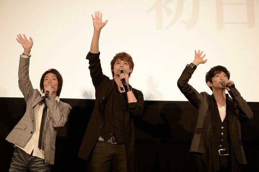 「劇場版 Free!-Timeless Medley- 約束」初日舞台挨拶の様子。