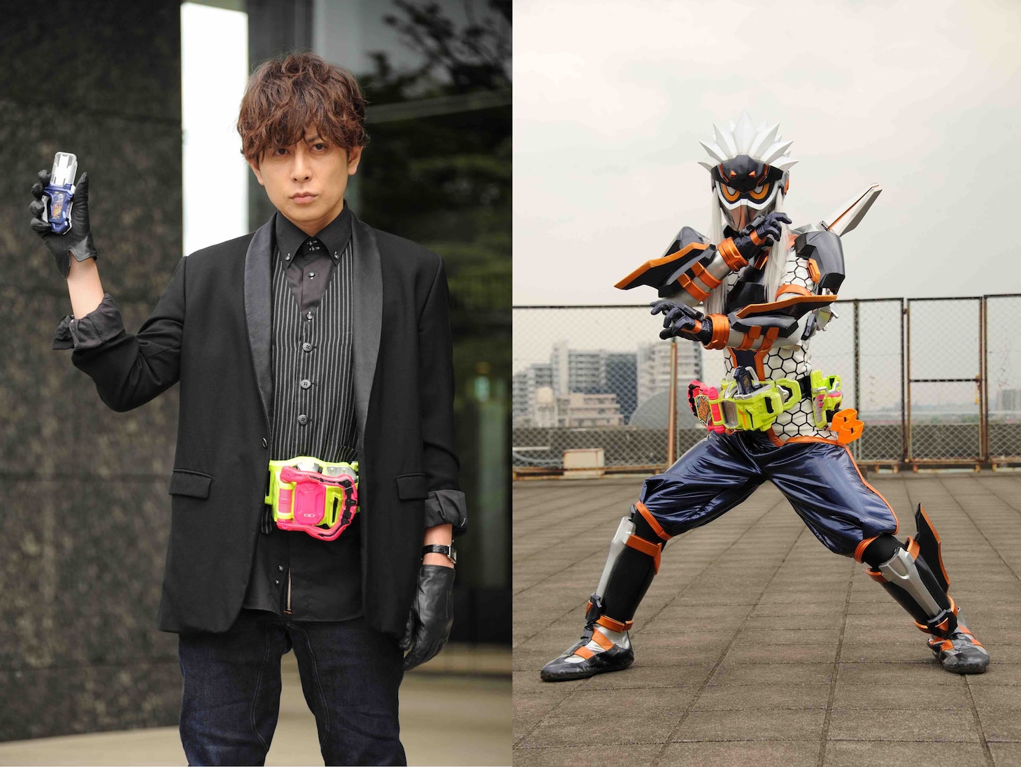 左から堂珍嘉邦演じる南雲影成、仮面ライダー風魔。