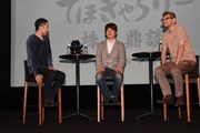 左から西村義明、川上量生、庵野秀明。