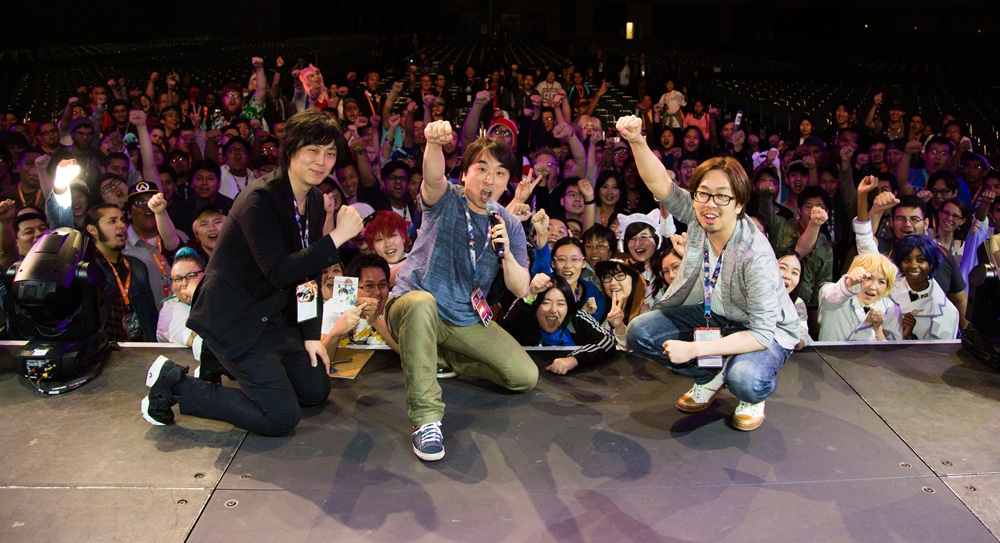 「Anime Expo 2017」にて、左から春名和道、関智一、鈴木清崇。