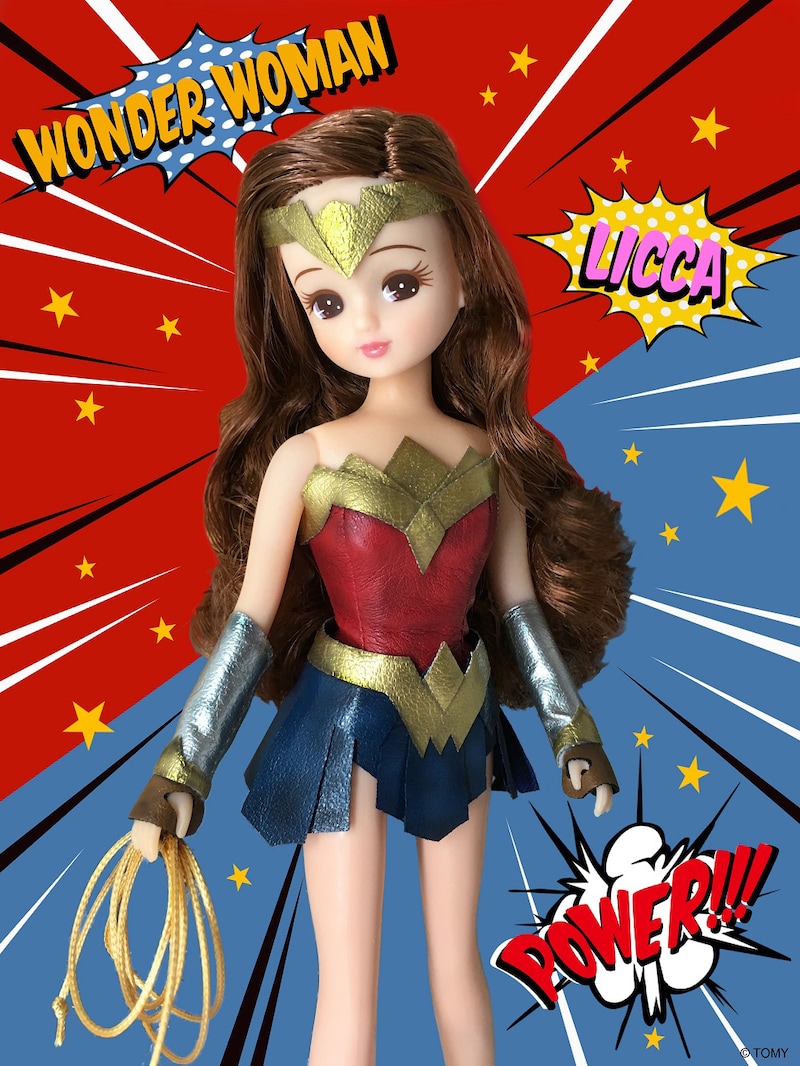 「ワンダーウーマン」とリカちゃん人形のコラボビジュアル。