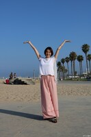 アメリカ・ロサンゼルスで行われた取材会に参加した米倉涼子。