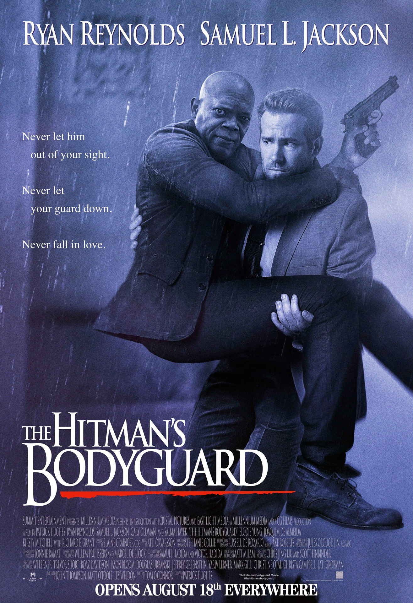 「ボディガード」のポスタービジュアルを模した、「The Hitman's Bodyguard（原題）」のポスター。
