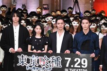 「東京喰種 トーキョーグール」公開直前イベント。左から柳俊太郎、桜田ひより、窪田正孝、白石隼也。