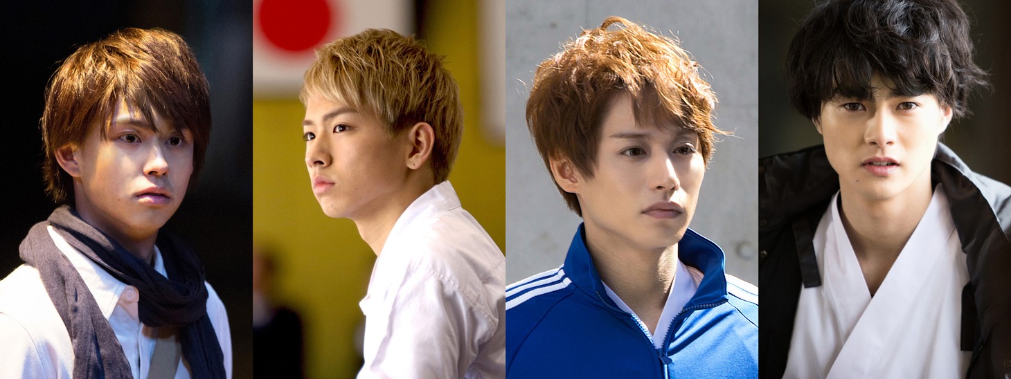 「一礼して、キス」追加キャスト。左から鈴木勝大、佐藤友祐（lol）、前山剛久、結木滉星。