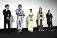 左から川村元気、宮野真守、広瀬すず、菅田将暉、大根仁。
