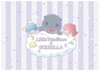 リトルツインスターズとゴジラのコラボアート。(c)1976,1996,2017 SANRIO CO.,LTD. TM& (c) TOHO CO., LTD.