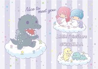 リトルツインスターズとゴジラのコラボアート。(c)1976,1996,2017 SANRIO CO.,LTD. TM& (c) TOHO CO., LTD.